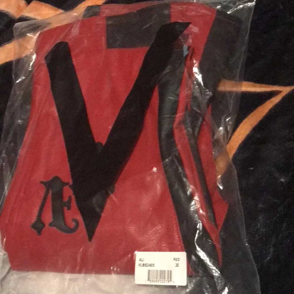 NWT MEN’S VALABASAS STACKED "ALI" RED BLACK LEATHER PANTS SIZE 30 - Picture 13 of 13